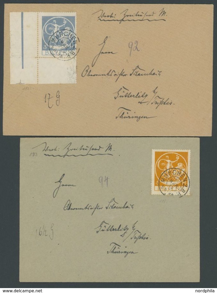 BAYERN 192-95 BRIEF, 1920, 3 - 20 M. Staatswappen, Jeweils Auf Philatelistischem Gesiegelten Wertbrief, 3x Aus Der Bogen - Other & Unclassified