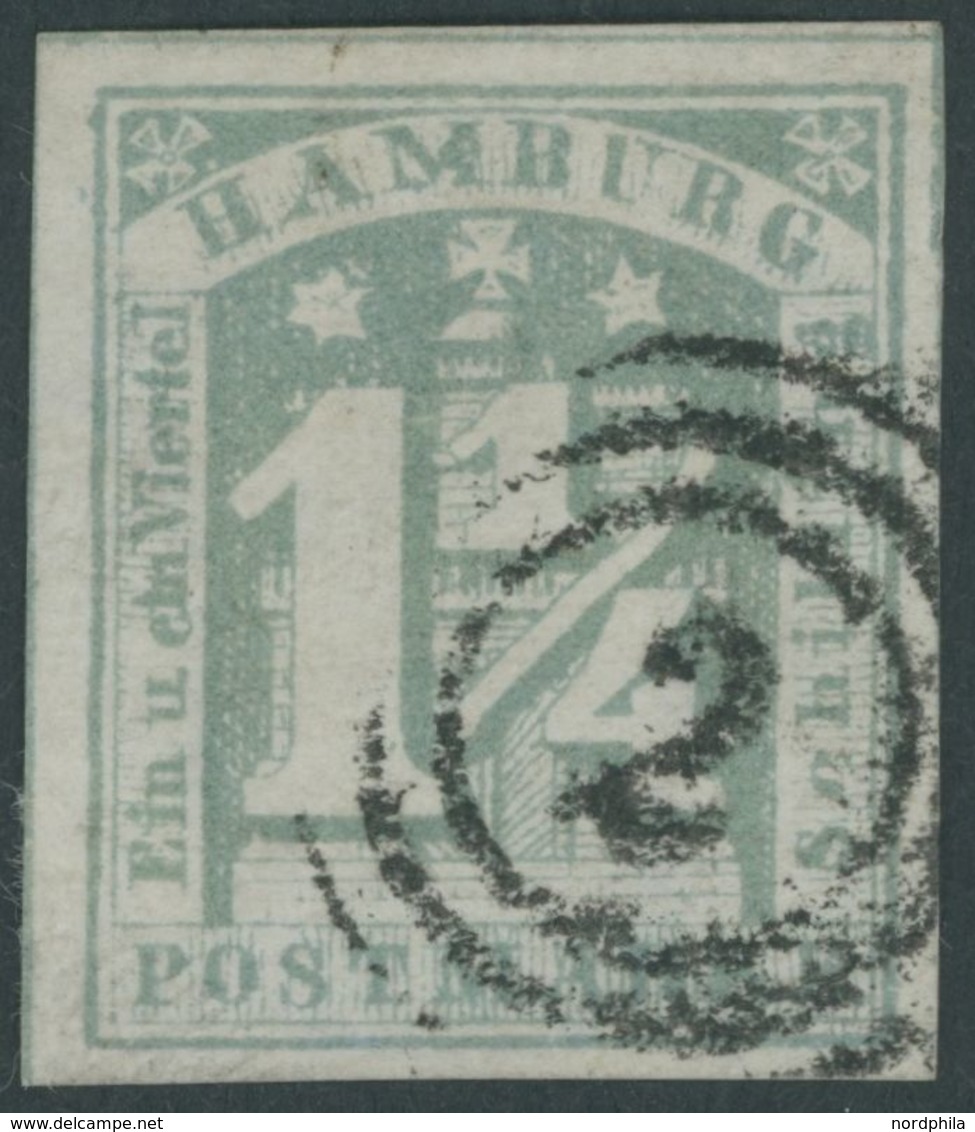 HAMBURG 8d O, 1864, 11/2 S. Graugrün, Pracht, Mi. 110.- - Hambourg