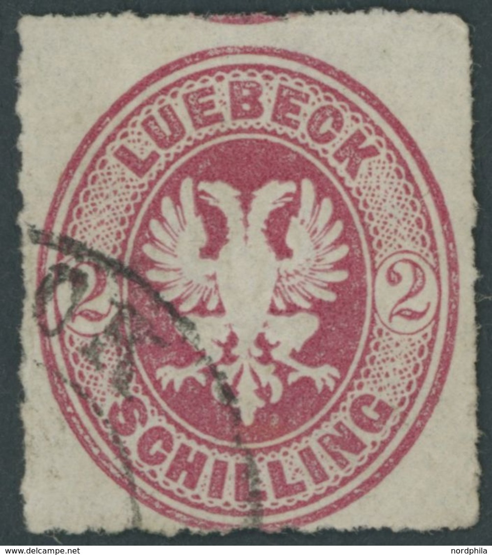 LÜBECK 10 O, 1863, 2 S. Karmin, Pracht, Mi. 90.- - Lubeck