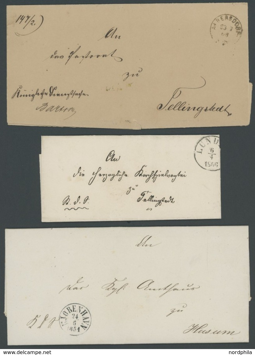 SCHLESWIG-HOLSTEIN 1851-1896, 9 Verschiedene Belege, Dabei ALBERSDORF Und LUNDEN, Meist Pracht - Prephilately