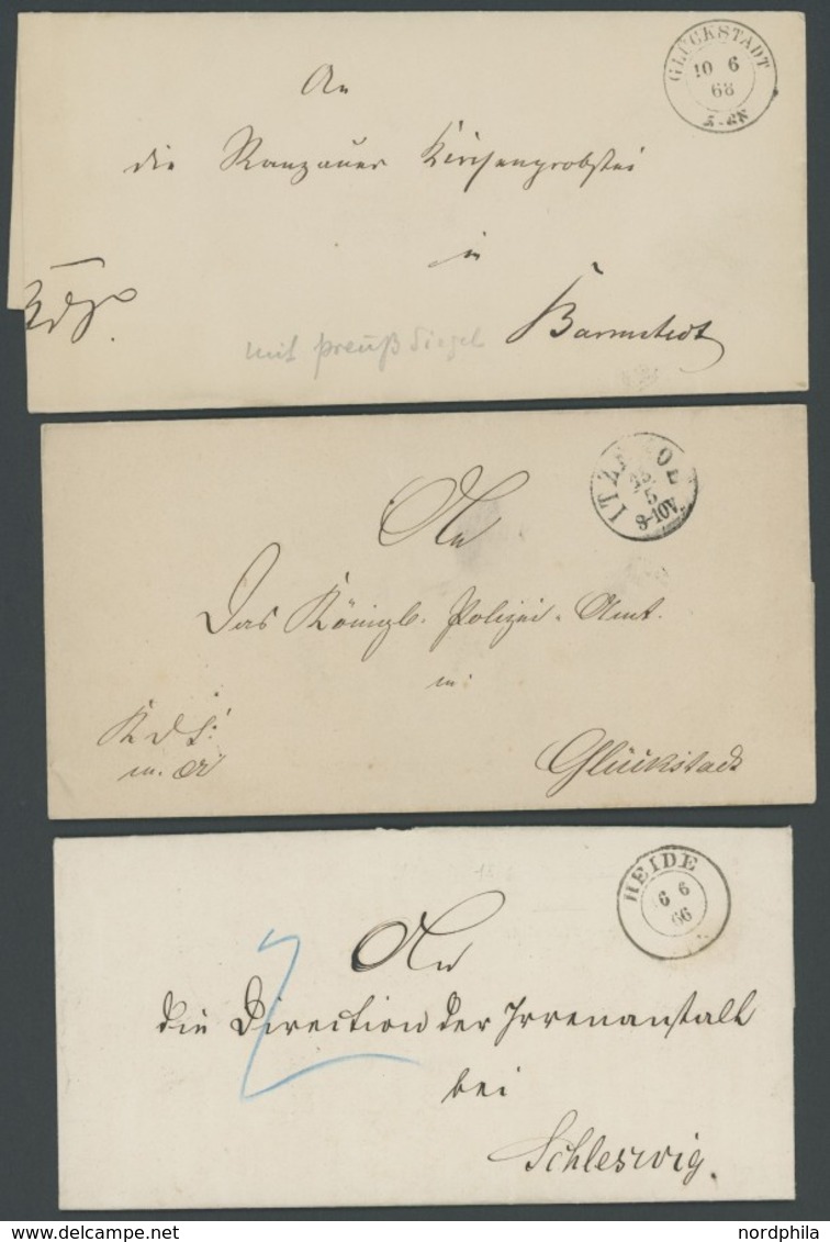 SCHLESWIG-HOLSTEIN 1851-1896, 9 Verschiedene Belege, Dabei ALBERSDORF Und LUNDEN, Meist Pracht - Prephilately