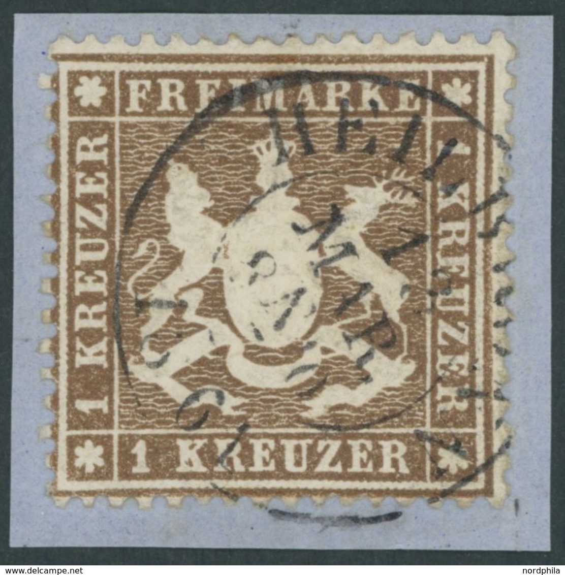 WÜRTTEMBERG 16xa BrfStk, 1860, 1 Kr. Braun, Dickes Papier, K2 HEILBRONN, Kabinettbriefstück, Mi. (180.-) - Otros & Sin Clasificación