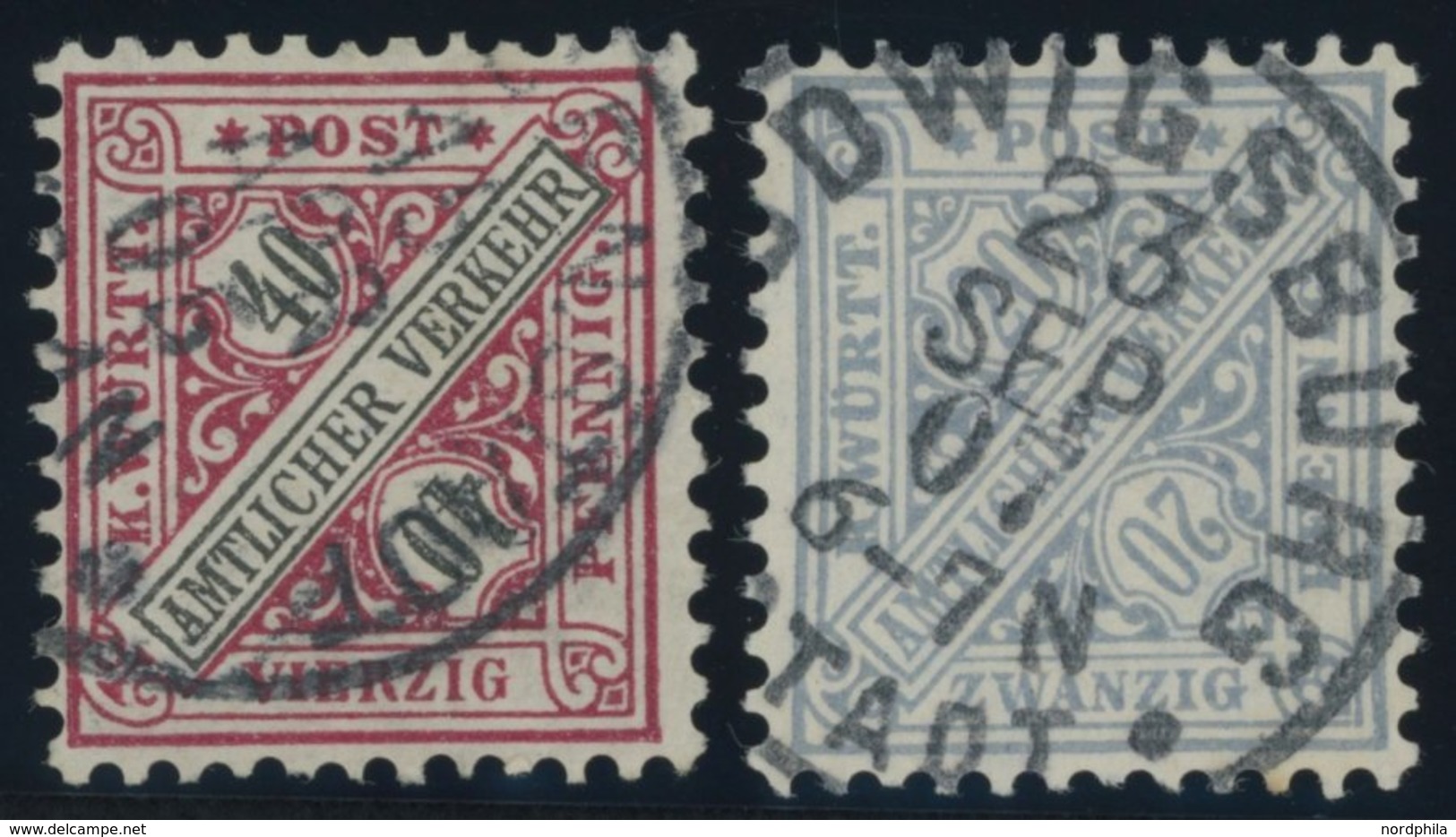 WÜRTTEMBERG 216b,231b O, 1896/1906, 40 Pf. Dunkelrosarot Und 20 Pf. Grautürkis, 2 Prachtwerte, Gepr. Klinkhammer, Mi. 70 - Other & Unclassified