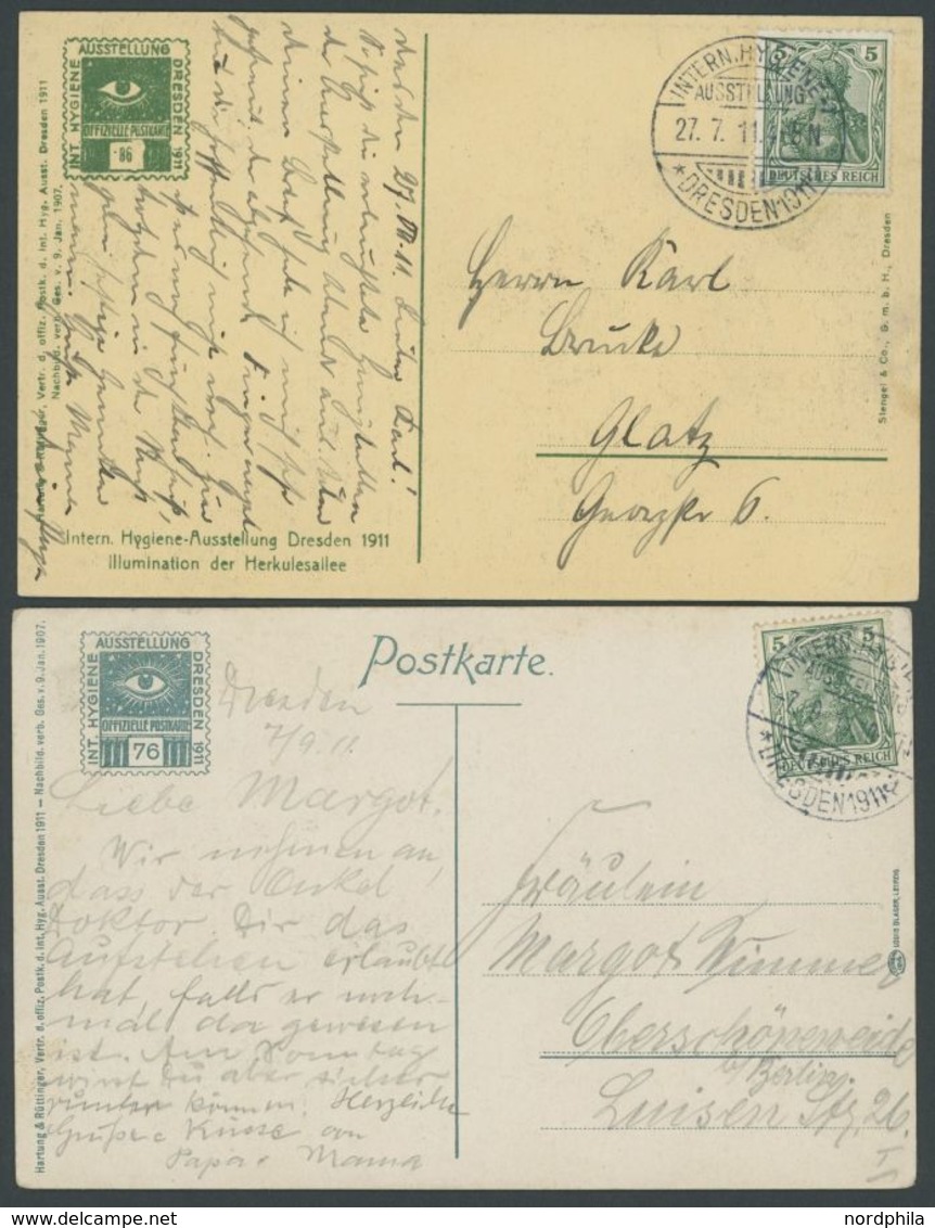 SST Bis 1918 18 BRIEF, DRESDEN INTERN. HYGIENE-AUSSTELLUNG, 26.-28.6. Und 7.9.1911, Auf 4 Verschiedenen Sonderkarten (Nr - Covers & Documents