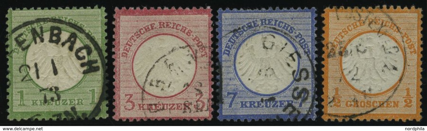Dt. Reich 7,9/10,14 O, 1872, 1, 3, 7 Kr. Und 1/2 Gr. Kleine Brustschilde, 4 Prachtwerte, Mi. 275.- - Used Stamps