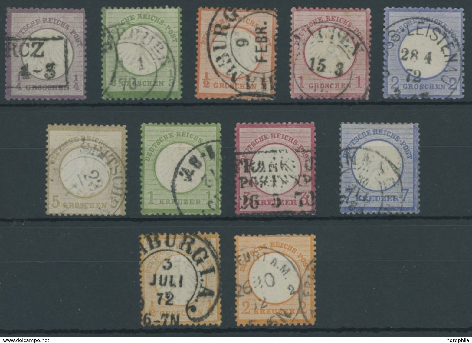 Dt. Reich O , 11 Werte Kleiner Brustschild (Mi.Nr. 1-7,9/10,14/5), Feinst/Pracht, Mi. 900.- - Used Stamps