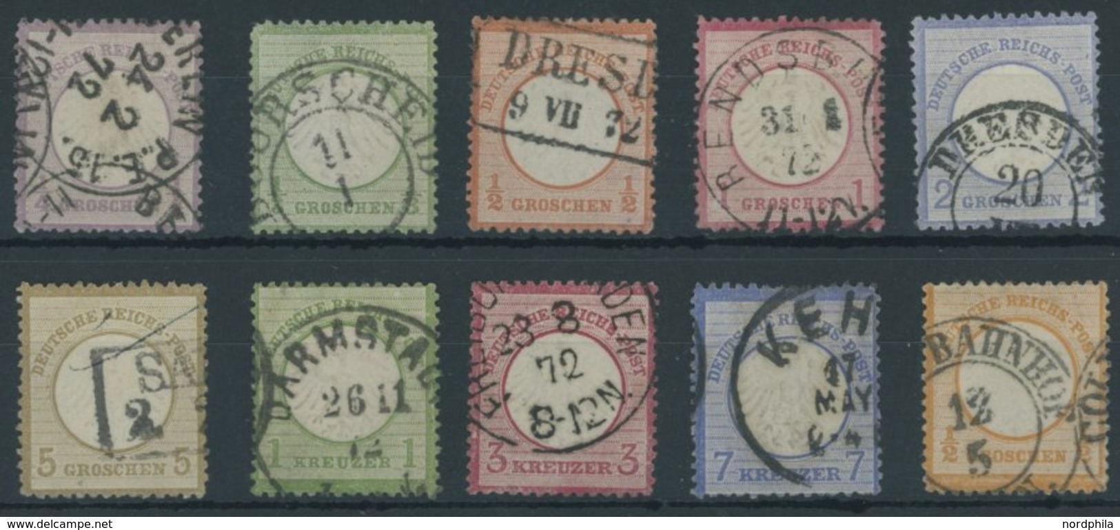 Dt. Reich O , 10 Werte Kleiner Brustschild (Mi.Nr. 1-7,9/10,14), Feinst/Pracht, Mi. 650.- - Used Stamps