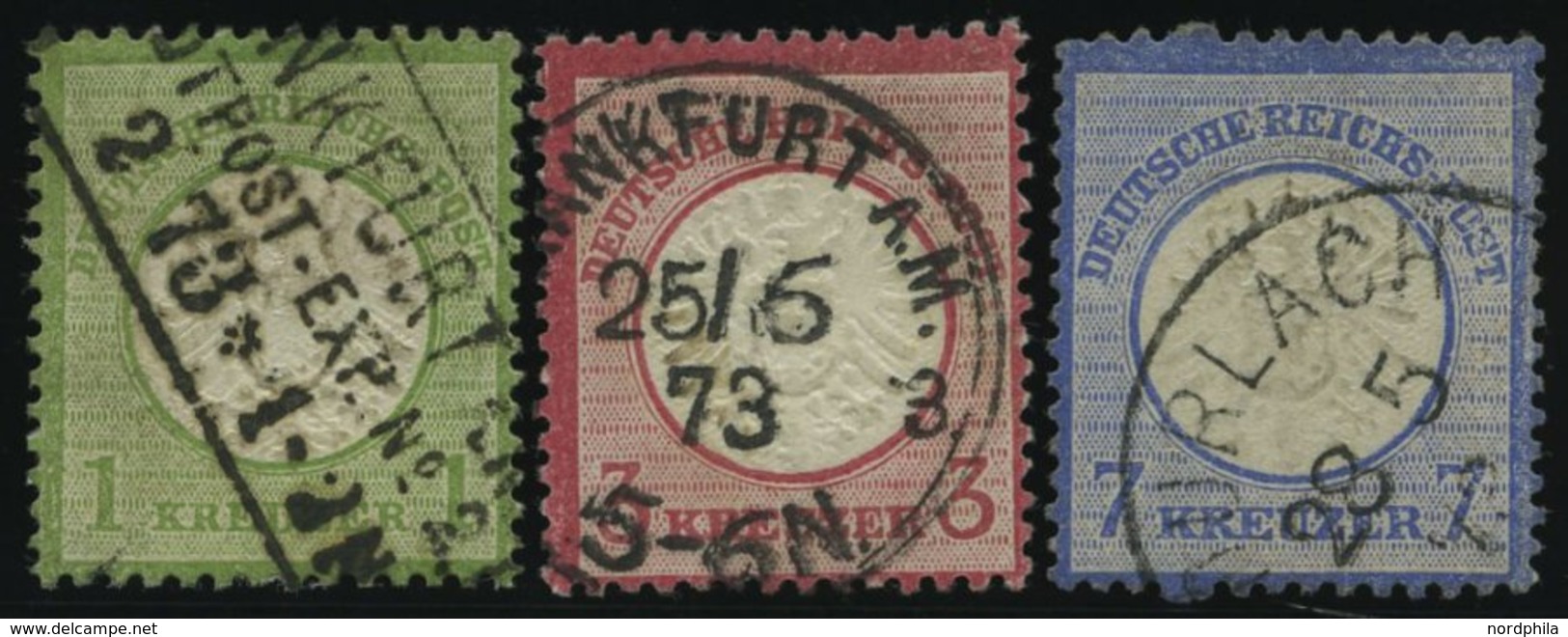 Dt. Reich 23,25/6 O, 1872, 1, 3 Und 7 Kr. Große Brustschilde, 2 Prachtwerte, Mi. 144.- - Used Stamps