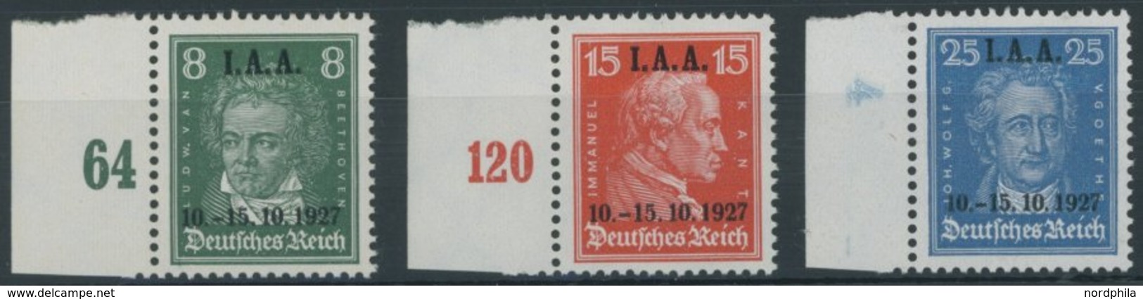 Dt. Reich 407-09 **, 1927, I.A.A., Postfrischer Prachtsatz, Mi. 240.- - Used Stamps