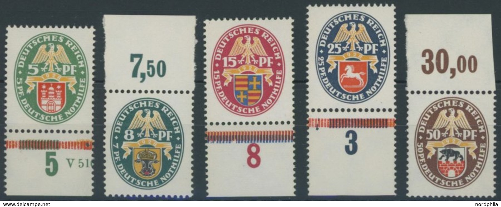 Dt. Reich 425-29 **, 1928, Nothilfe, Postfrischer Prachtsatz, Mi. 240.- - Usati