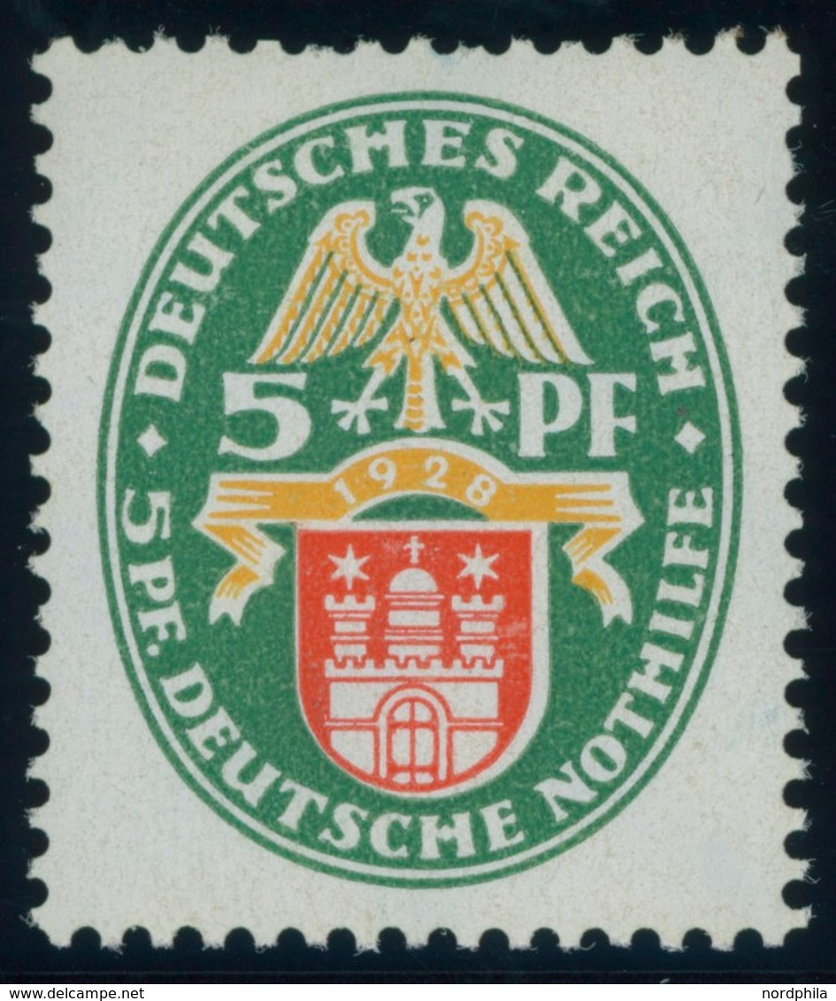 Dt. Reich 425X **, 1928, 5 Pf. Nothilfe, Wz. Stehend, Postfrisch, RR!, Unsigniert, Fotoattest H.D. Schlegel: Das Prüfstü - Usados