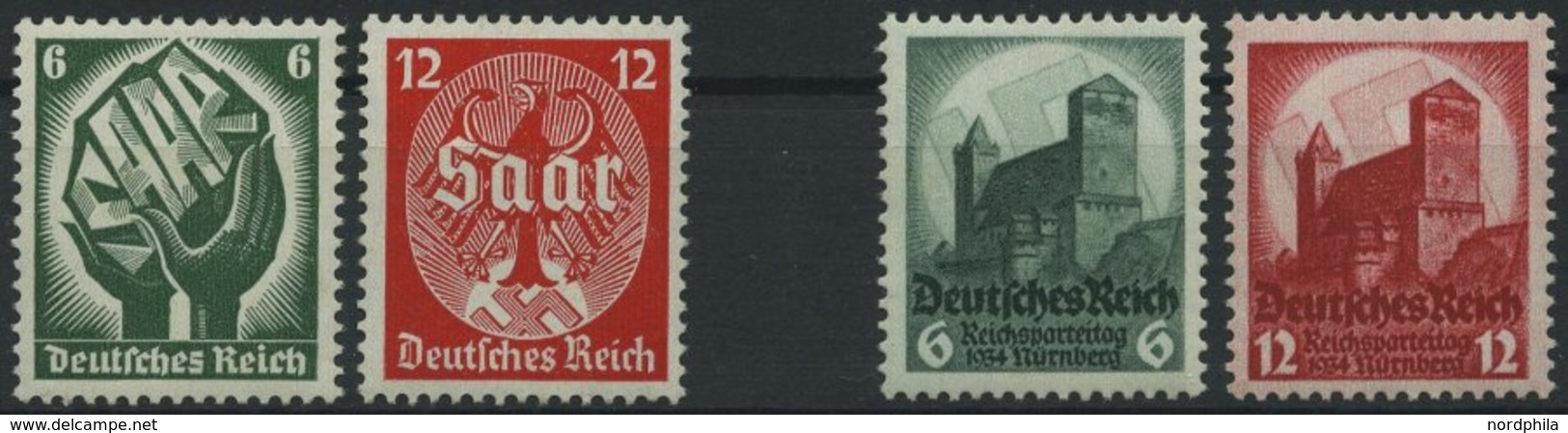Dt. Reich 544-47 **, 1934, Saarabstimmung Und Reichsparteitag, 2 Prachtsätze, Mi. 175.- - Other & Unclassified