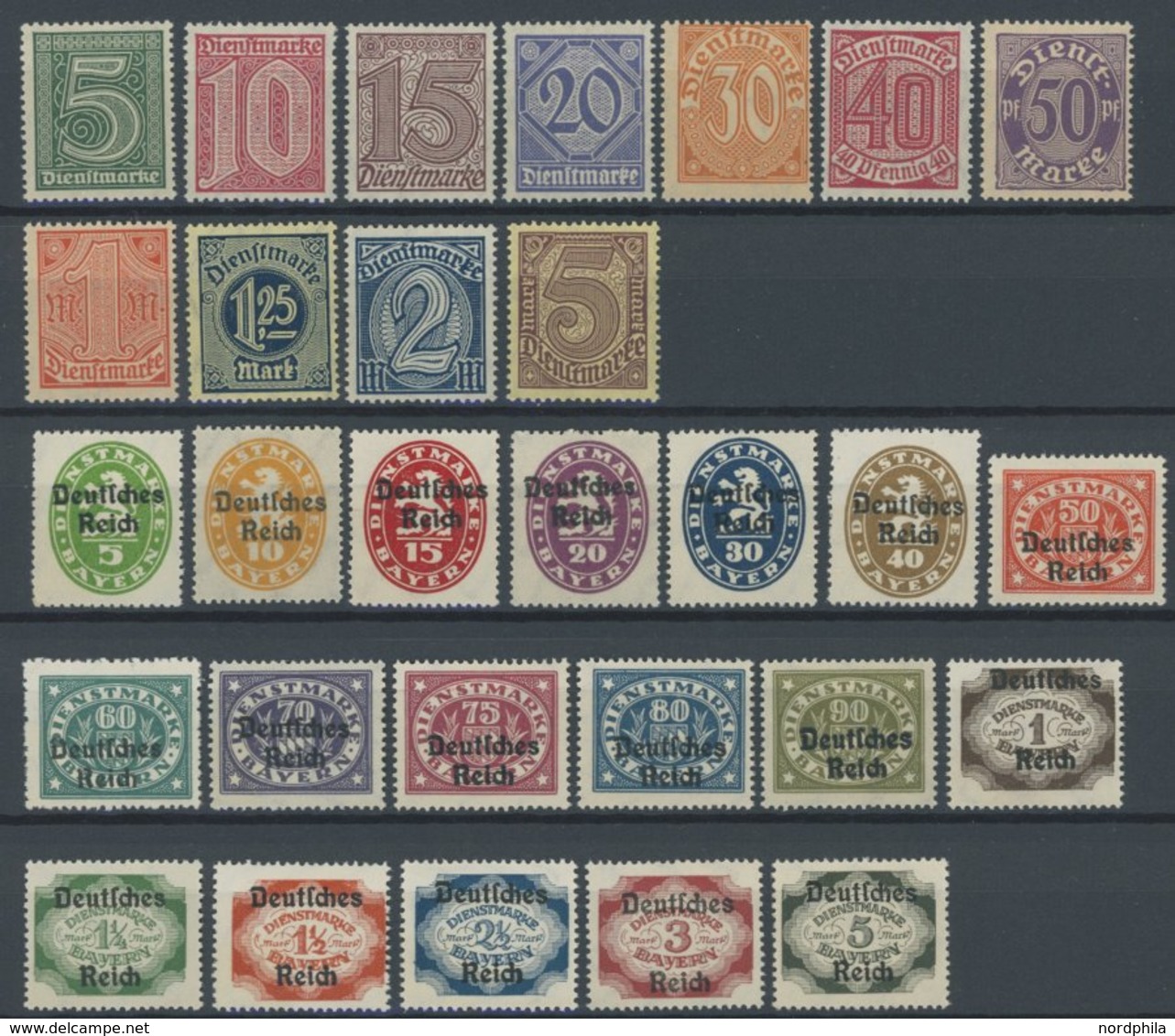 DIENSTMARKEN D 23-51 **, 1920, Ohne Ablösungsziffer Und Abschiedsausgabe, 2 Postfrische Prachtsätze, Mi. 127.- - Oficial