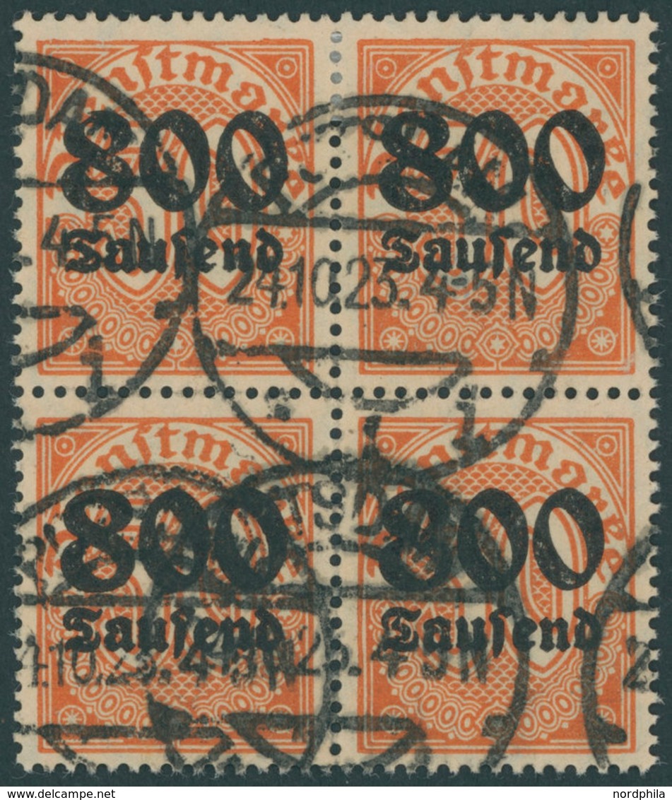 DIENSTMARKEN D 95Y VB O, 1923, 800 Tsd. M. Auf 30 Pf. Dunkelrotorange Auf Mattgelblichorange, Wz. 1, Im Viererblock, Pra - Oficial