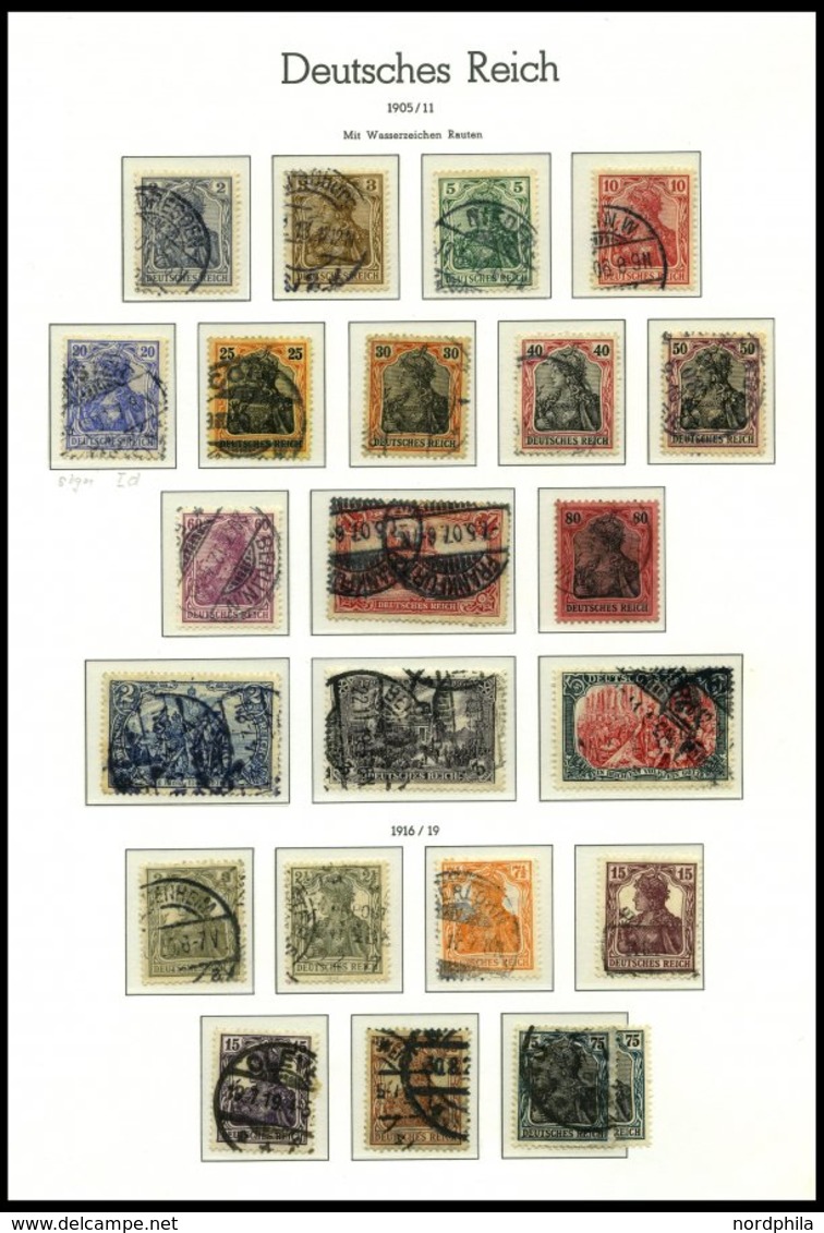 SAMMLUNGEN o, fast nur gestempelte Sammlung Dt. Reich von 1872-1919 im Leuchtturm Falzlosalbum mit diversen besseren Wer