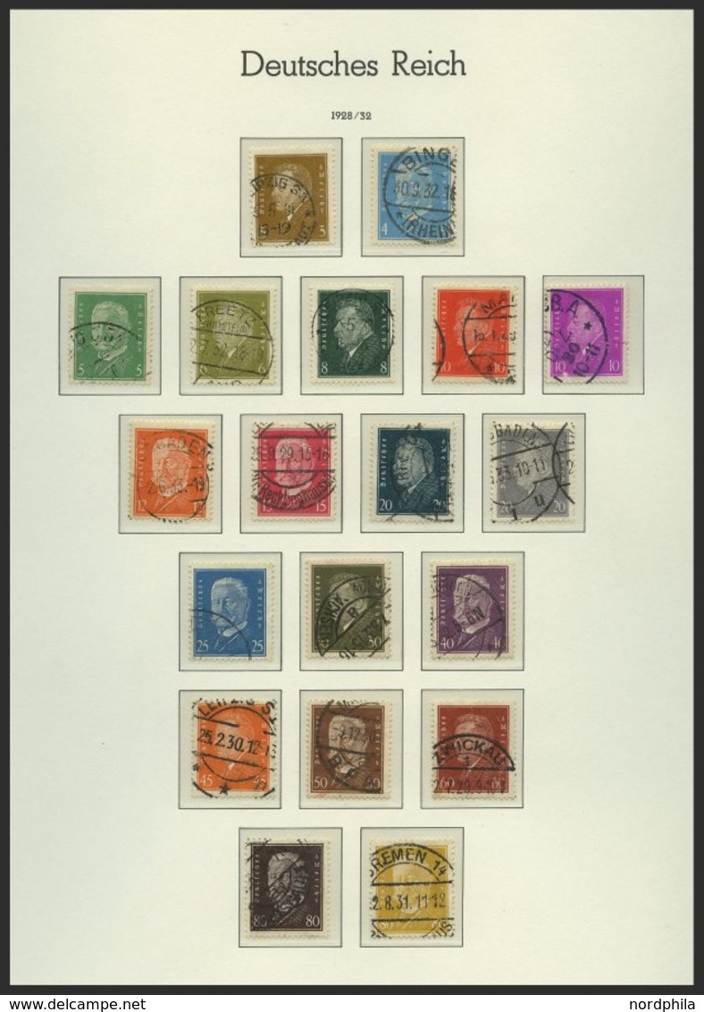 SAMMLUNGEN O, Gestempelte Sammlung Dt. Reich Von 1923-32 Auf Leuchtturm-Falzlosseiten Mit Mittleren Ausgaben, Feinst/Pra - Used Stamps