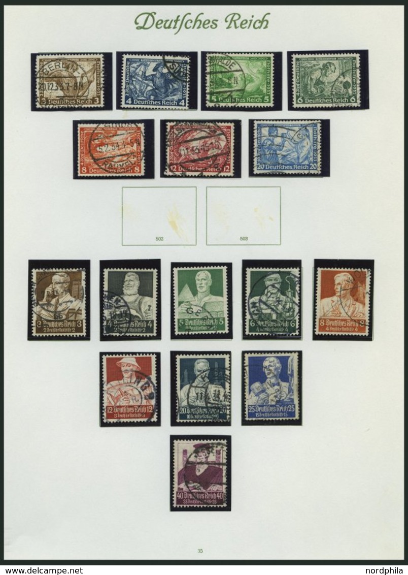 SAMMLUNGEN O, Gestempelte Sammlung Dt. Reich Von 1933-45 Mit Mittleren Ausgaben Auf Borek Seiten, U.a. Mit Mi.Nr. 505B,  - Used Stamps