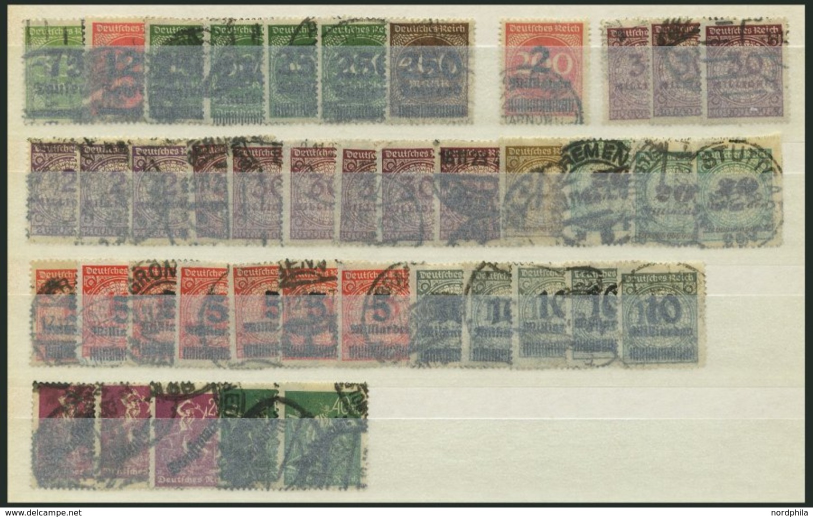 LOTS O, 1922/3, Gestempelte Dublettenpartie Inflation Von 154 Meist Kleineren Und Mittleren Werten, Meist Feinst/Pracht, - Other & Unclassified