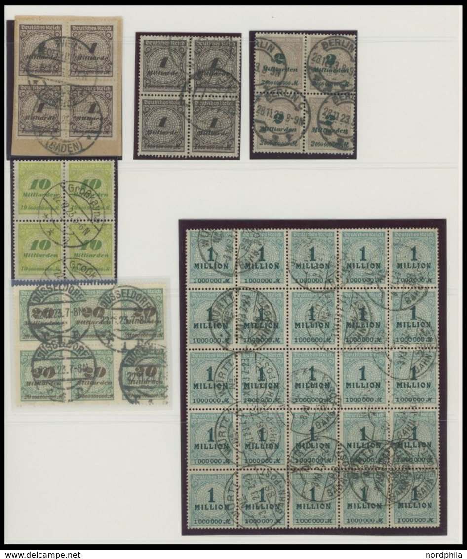 LOTS VB o , 1919-23, 64 verschiedene gestempelte Viererblocks (oder größere Einheiten), fast nur Prachterhaltung, alles 