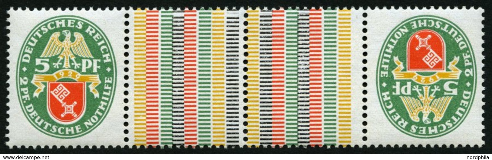 ZUSAMMENDRUCKE KZ 13 **, 1929, Nothilfe 5 + Z + Z + 5, Pracht, Mi. 100.- - Se-Tenant