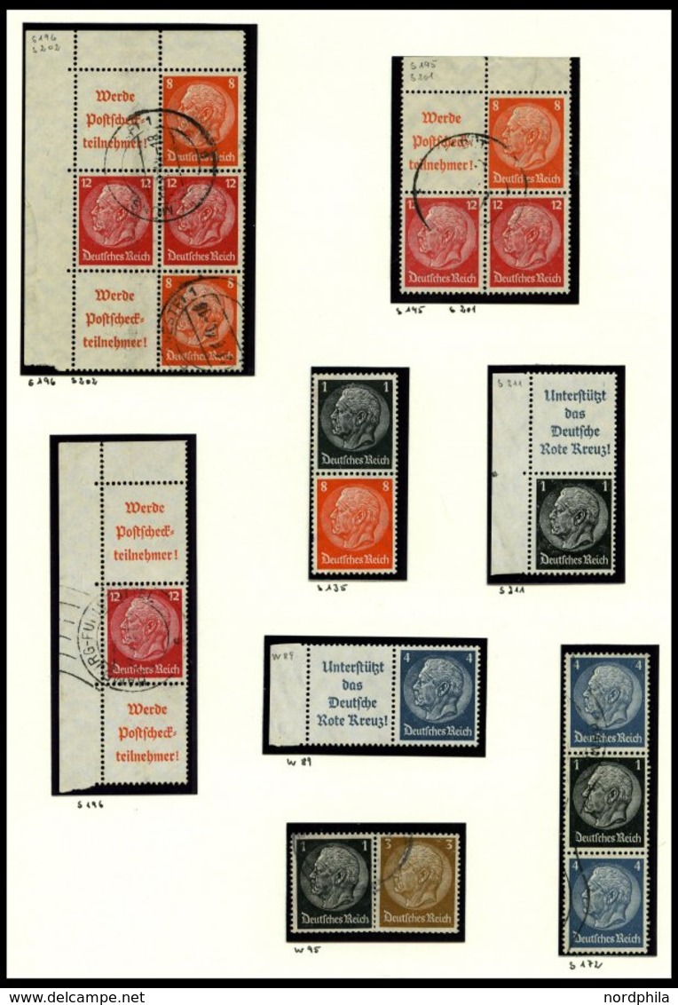 ZUSAMMENDRUCKE **,*,o,BrfStk,Brief , Fast Nur Ungebrauchte Sammlung Zusammendrucke (aus H-Bl. 1-W 157) Von 1919-41 Mit V - Se-Tenant