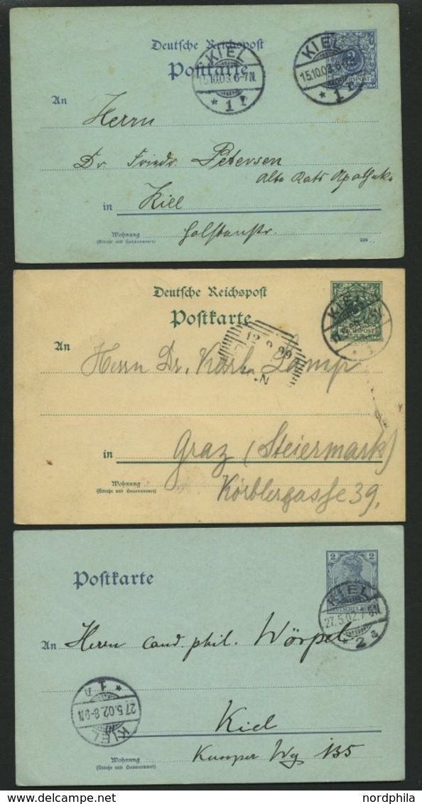 GANZSACHEN 1899-1919, 9 Verschiedene Ganzsachen Mit Abstempelungen Aus KIEL, Meist Pracht - Other & Unclassified