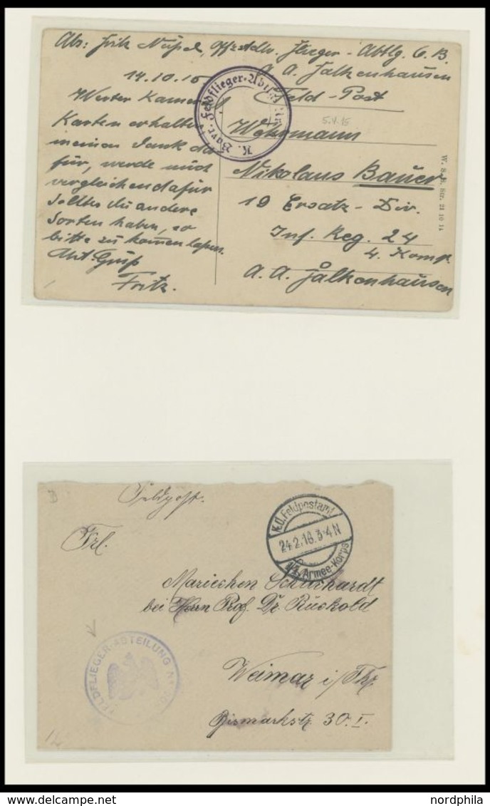 ZEPPELINPOST - MILITÄRLUFTSCHIFFAHRT 1914/18, Interessante Sammlung Deutsche Luftstreitkräfte Mit 94 Verschiedenen Beleg - Airmail & Zeppelin