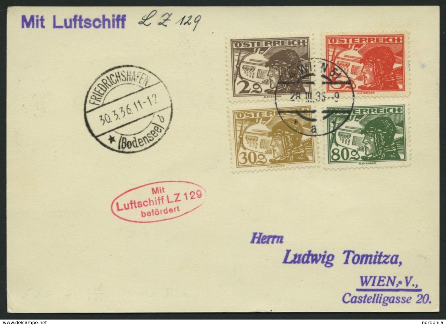 ZULEITUNGSPOST 402 BRIEF, Österreich: 1936, Deutschlandfahrt, Prachtkarte - Correo Aéreo & Zeppelin