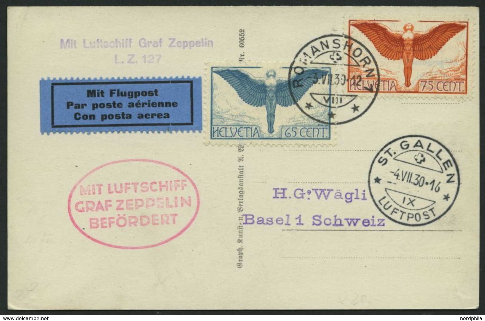 ZULEITUNGSPOST 71 BRIEF, Schweiz: 1929, Schweizfahrt, Abwurf St. Gallen, Prachtkarte - Airmail & Zeppelin