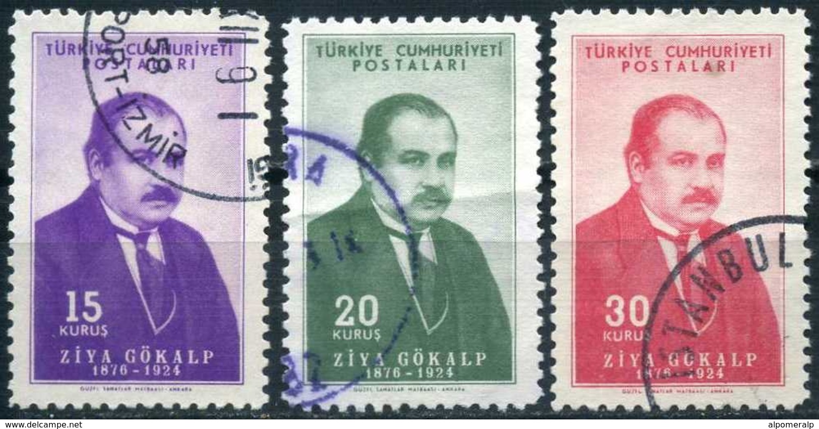 Turkey 1954 - Mi. 1398-1400 O, Ziya Gökalp (1876-1924), Philosopher | Sociologist | Famous People - Used Stamps