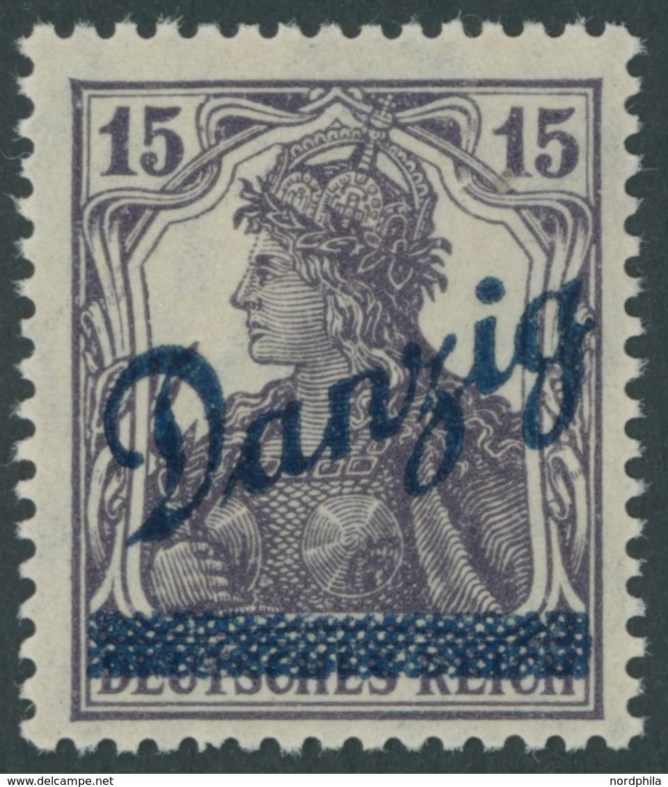 FREIE STADT DANZIG 22b **, 1920, 15 Pf. Schwarzbraunviolett, Postfrisch, Pracht, Gepr. Soecknick, Mi. 320.- - Otros & Sin Clasificación