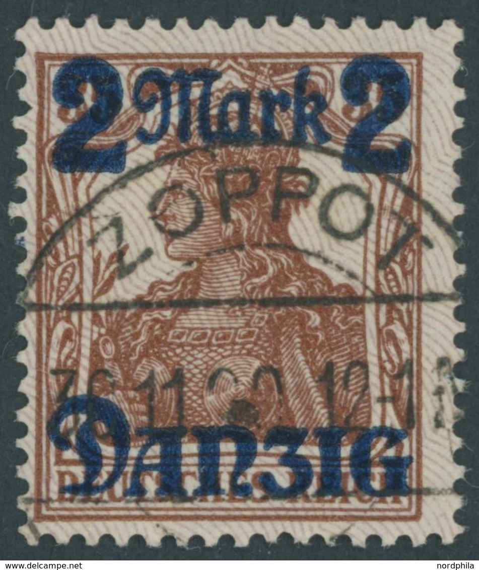 FREIE STADT DANZIG 43II O, 1920, 2 M. Auf 35 Pf., Lilagrauer Netzunterdruck, Spitzen Nach Unten, Pracht, Gepr. Gruber, M - Other & Unclassified