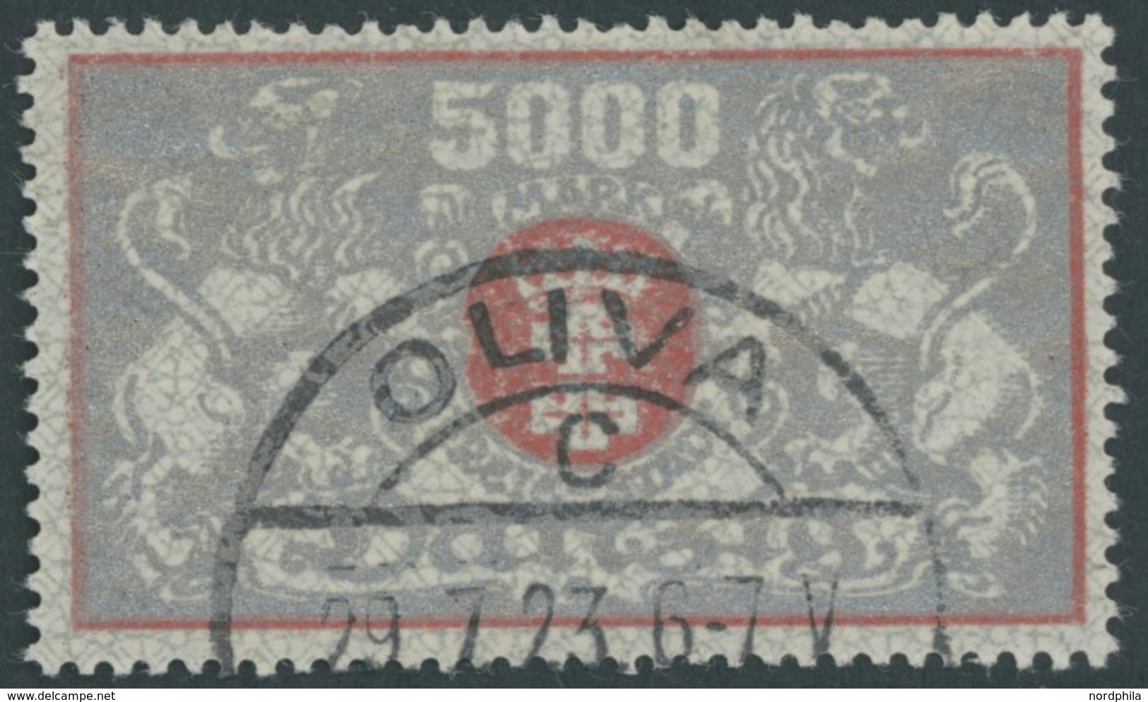 FREIE STADT DANZIG 122 O, 1923, 5000 M Rot/silber, Pracht, Gepr. Gruber Und Infla, Mi. 80.- - Other & Unclassified