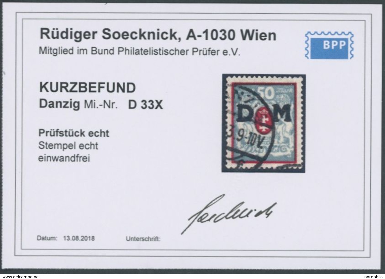 DIENSTMARKEN D 33X O, 1923, 50 M. Rot/mittelgrünlichblau, Wz. 3X, Zeitgerechte Entwertung, Pracht, Kurzbefund Soecknick, - Other & Unclassified