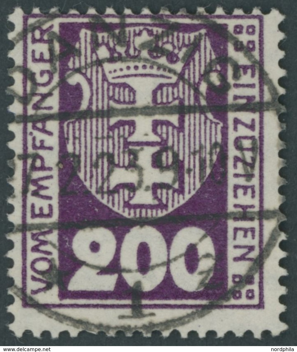 PORTOMARKEN P 16Y O, 1923, 100 Pf. Dunkelpurpur, Wz. 3, Zeitgerechte Entwertung DANZIG 1z, Pracht, Fotoattest Soecknick, - Other & Unclassified