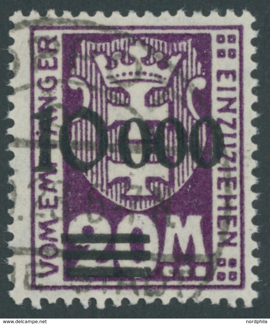 PORTOMARKEN P 27II O, 1923, 10000 Auf 20 M. Dunkelpurpur, Aufdruck Glänzend, Zeitgerechte Entwertung ZOPPOT B, Pracht, F - Otros & Sin Clasificación