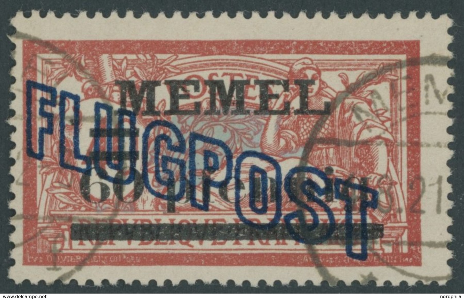 MEMELGEBIET 40Iy O, 1921, 60 Pf. Auf 40 C. Flugpost, Pracht, Gepr. Huylmans, Mi. 200.- - Memel (Klaipeda) 1923