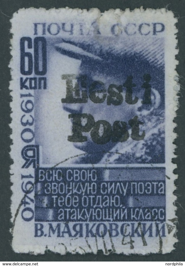 ELWA 17 O, 1941, 60 K. Majakowskij, Fein (diverse Mängel), Fotoattest Löbbering, Auflage Nur 100!, Mi. 1200.- - Occupation 1938-45