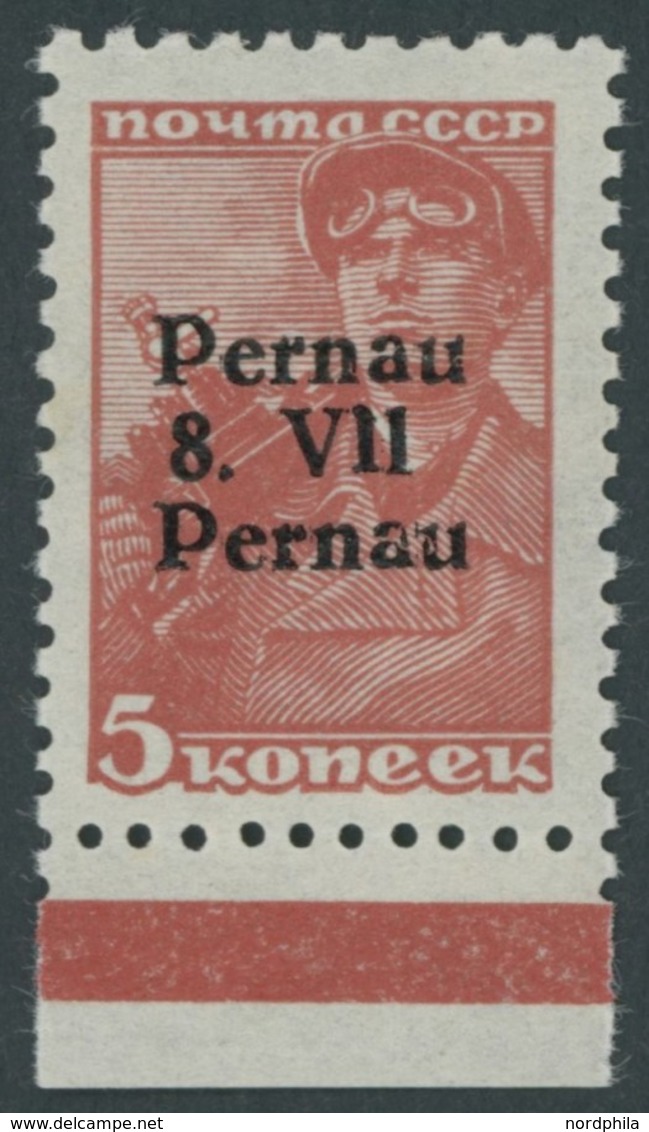 PERNAU 5IV **, 1941, 5 K. Bräunlichrot Mit Aufdruck Pernau/Pernau, Gepr. Krischke Und Kurzbefund Löbbering, Mi. 100.- - Ocupación 1938 – 45