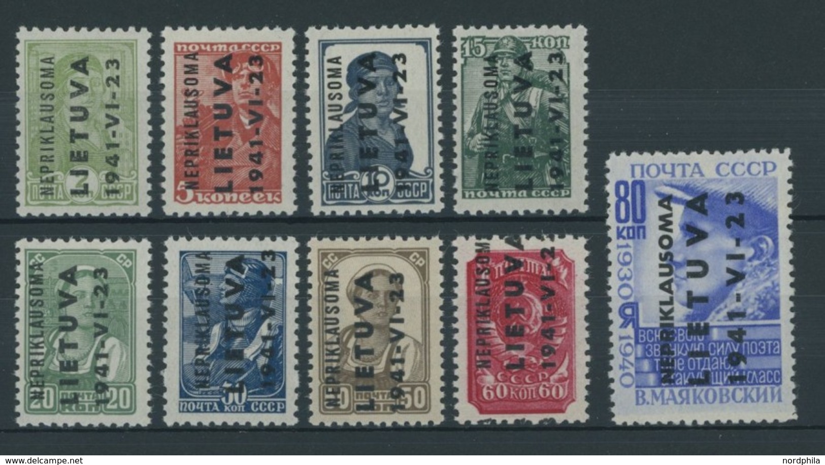 ALEDSCHEN 1-9 **, 1941, Werktätige, Postfrischer Prachtsatz, 2 K. Kurzbefund Huylmans, Mi. 220.- - Ocupación 1938 – 45