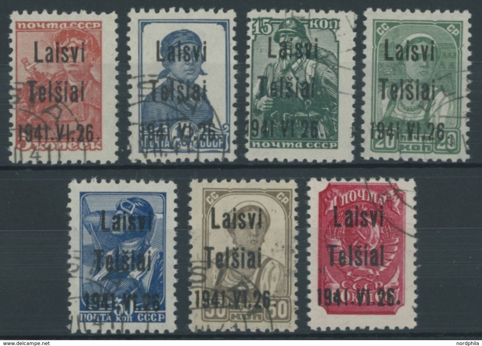 TELSCHEN 1-7IIIa O, 1941, Werktätige, Aufdruck Alle In Type IIIa (1. Auflage), Prachtsatz, Gepr. Huylmans, Mi. 435.- - Occupation 1938-45