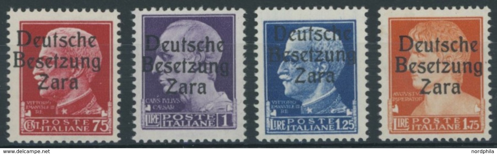 ZARA 8-11 **, 1943, 75 C. - 1.75 L. Imperiale, Postfrisch, 4 Prachtwerte, Meist Gepr. Ludin, Mi. 116.- - Ocu. Alemana: Zara