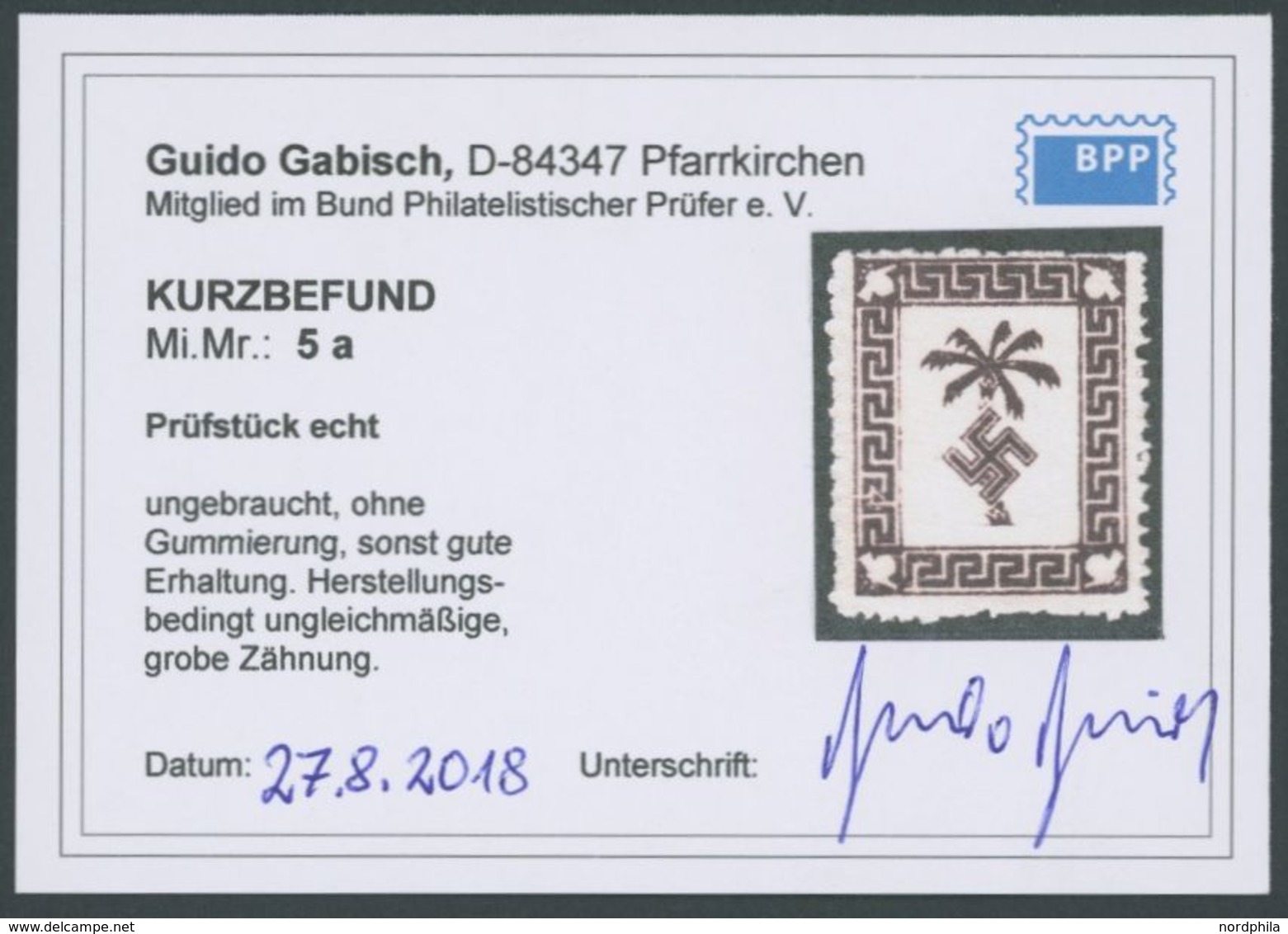 FELDPOSTMARKEN 5a (*), 1932, Tunis-Päckchenmarke, Ohne Gummi Sonst Pracht, Kurzbefund Gabisch, Mi. 180.- - Occupation 1938-45