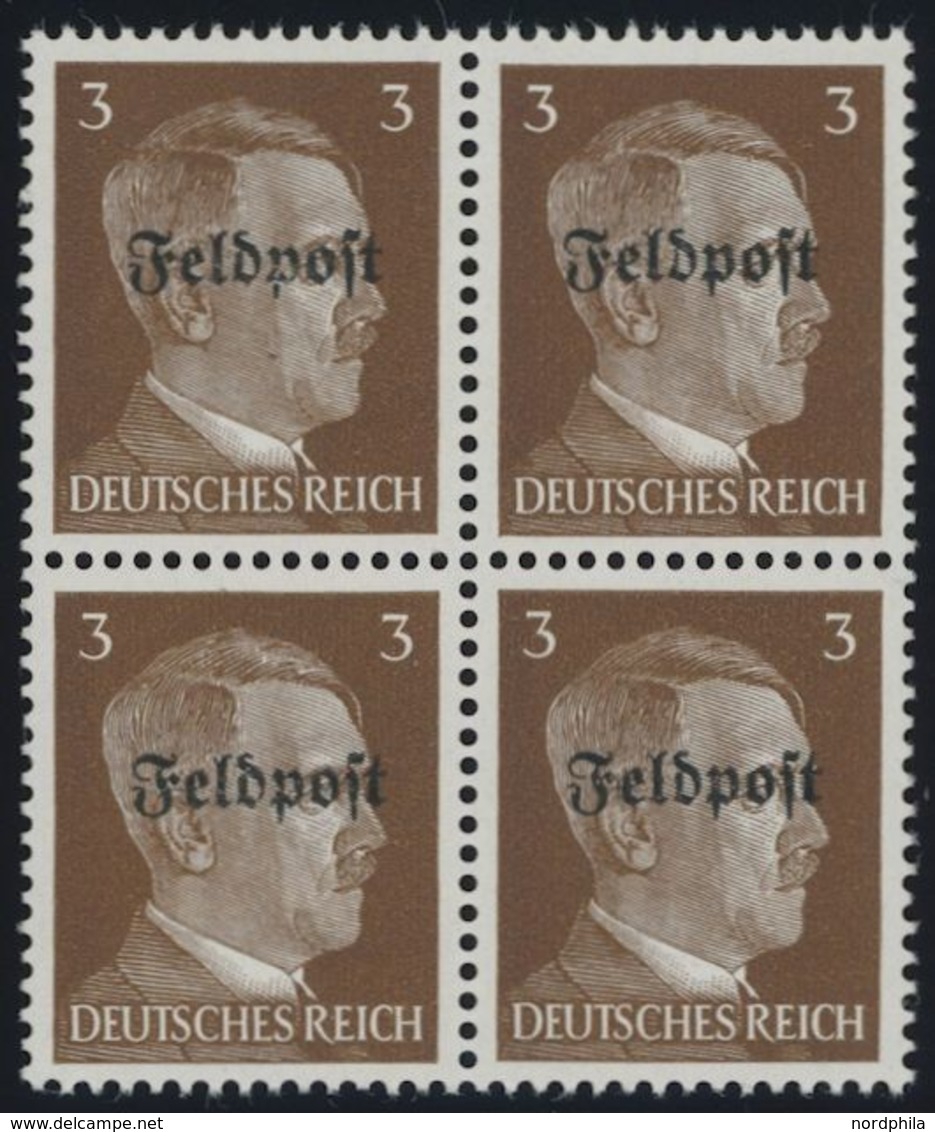 FELDPOSTMARKEN 17z VB **, 1945, 3 Pf. Ruhrkessel, Senkrechte Gummiriffelung, Im Viererblock, Postfrisch, Pracht, Mi. (28 - Occupation 1938-45