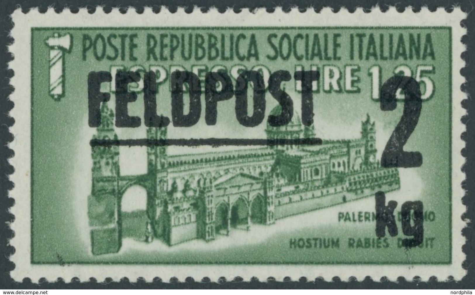 FELDPOSTMARKEN ** , Italien: 1944, 1.25 L. Dom Palermo Mit Aufdruck Feldpost 2 Kg, Postfrisch, Pracht, Gepr. Pickenpack - Occupation 1938-45