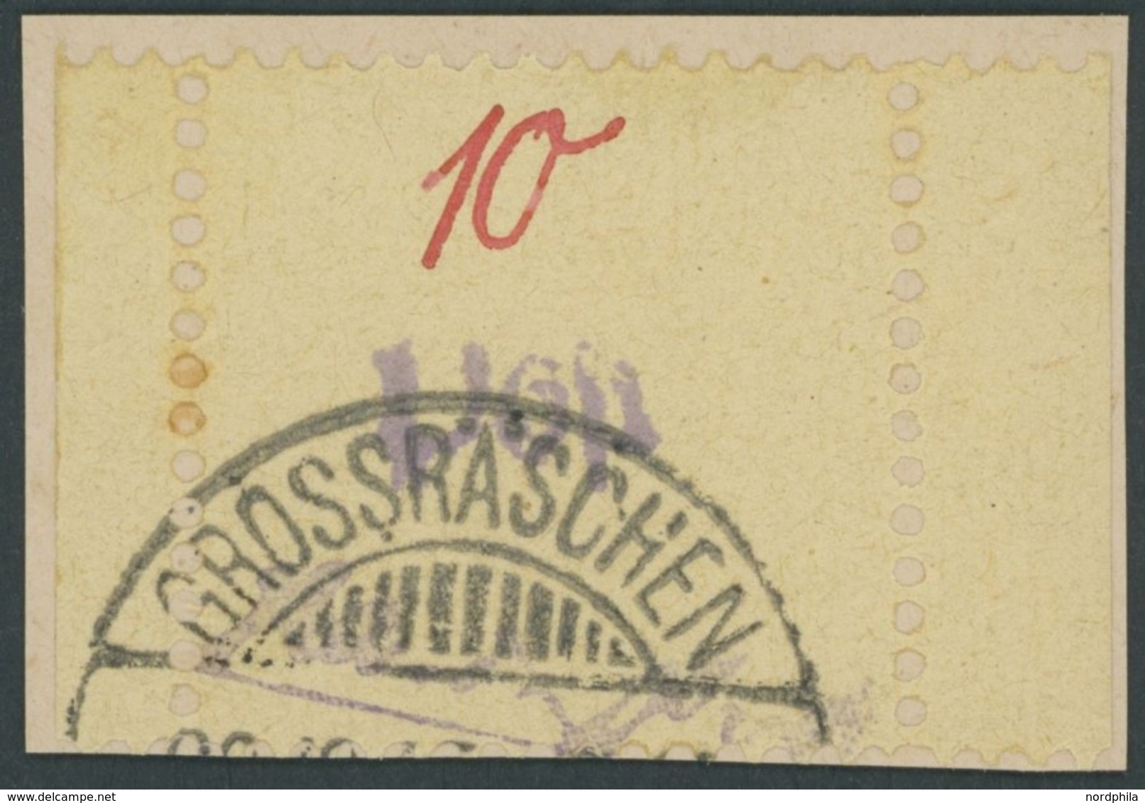 GROSSRÄSCHEN 6S BrfStk, 1946, 10 Pf. Gebührenmarke Aus Streifen Auf Briefstück, Stempeldatum Nicht Lesbar, Pracht, Mi. 4 - Private & Local Mails