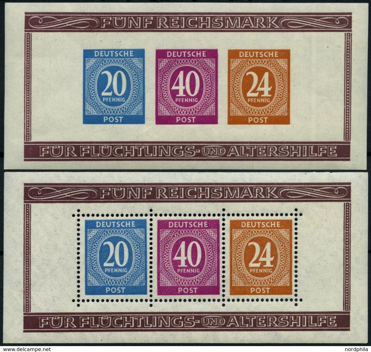 ALLIIERTE BES. Bl. 12A/B **, 1946, Blockpaar Briefmarken-Ausstellung, übliche Gummibüge, Pracht, Mi. 120.- - Otros & Sin Clasificación