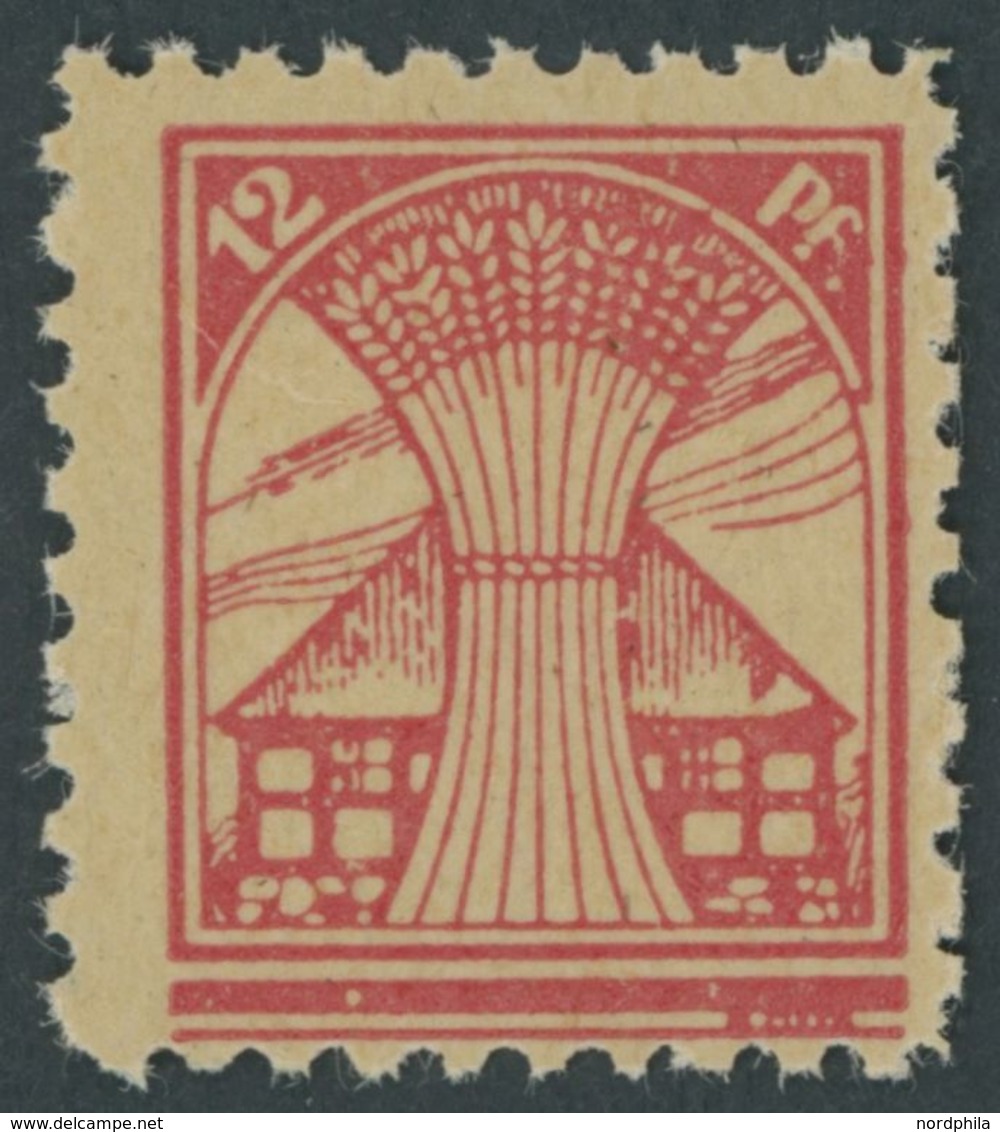 MECKLENBURG-VORPOMMERN 18cG **, 1945, 12 Pf. Rosarot, Druck Auf Gummiseite, Postfrisch, Pracht, Gepr. Kramp, Mi. 500.- - Other & Unclassified