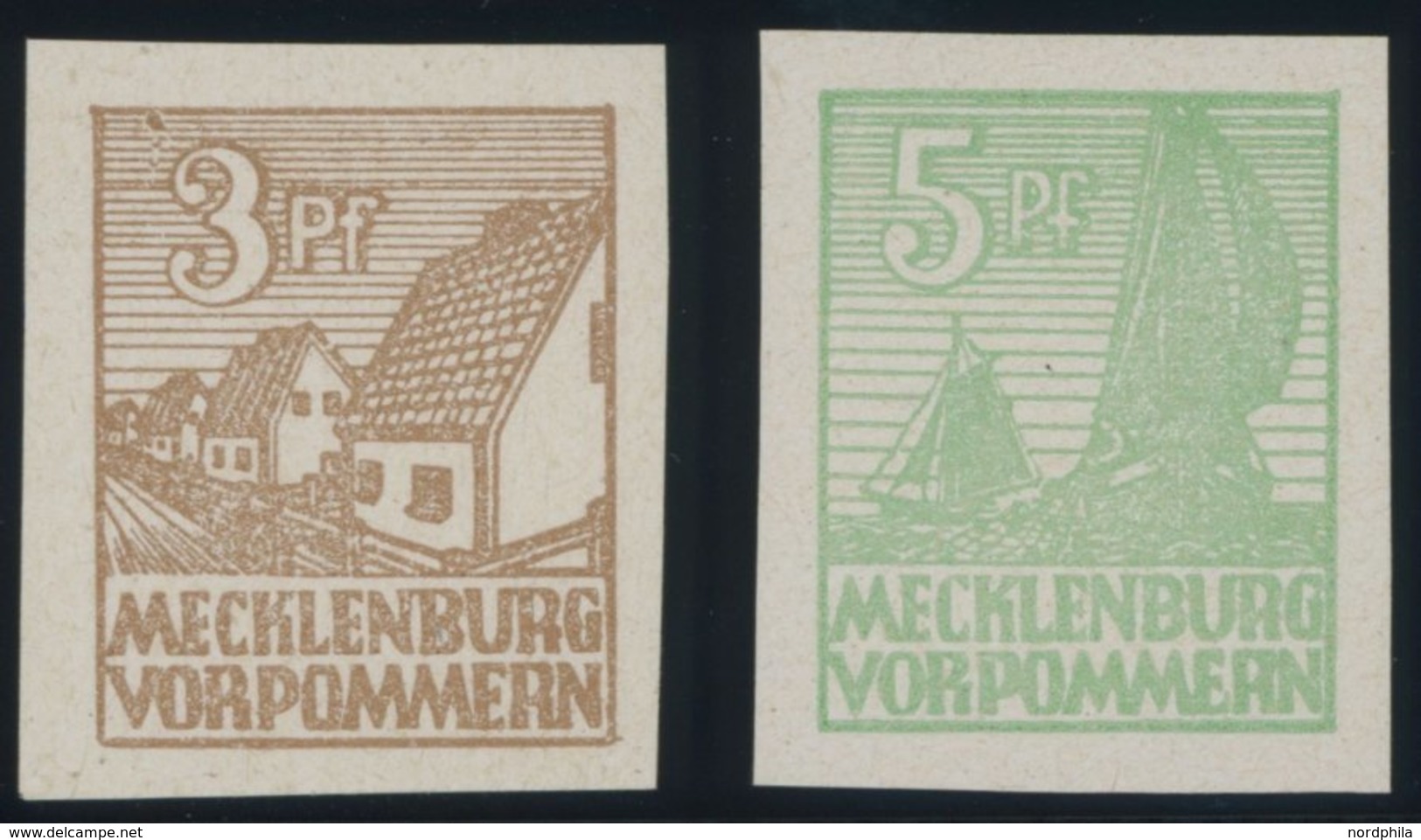 MECKLENBURG-VORPOMMERN 29xb,32xb **, 1946, 3 Pf. Mattorangebraun Und 5 Pf. Mittelgrün Abschiedsserie, 1. Auflage, 2 Post - Other & Unclassified