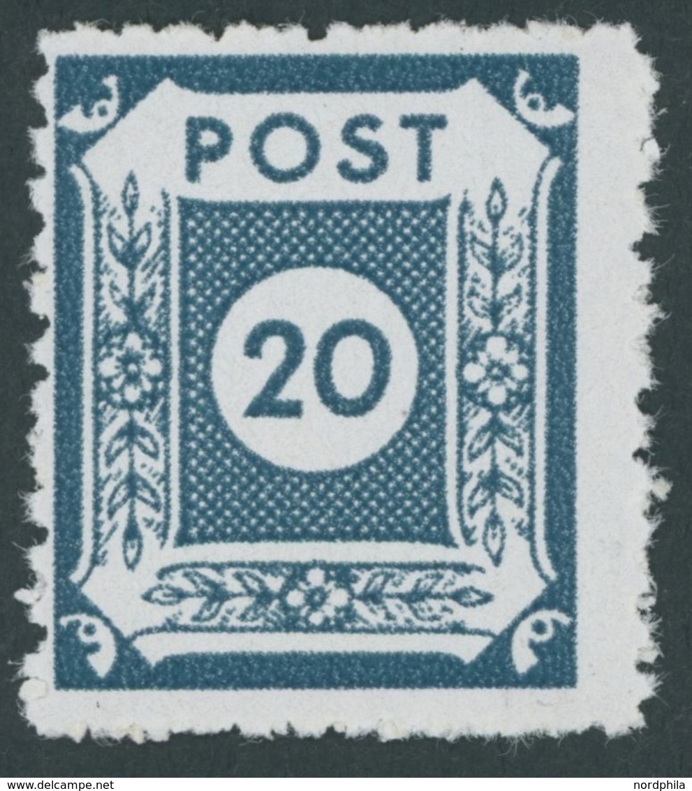 OST-SACHSEN 48cF **, 1945, 20 Pf. Schwärzlichblaugrau Klotzsche, Gezähnt L 10 3/4, Postfrisch, Pracht, Gepr. Ströh, Mi.  - Otros & Sin Clasificación